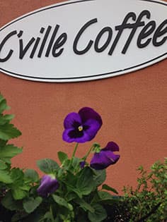 Sign says C'ville Coffee