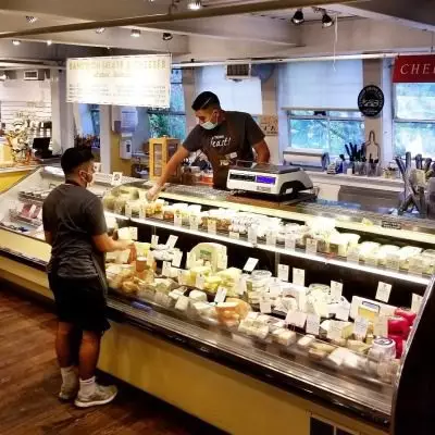 Feast has a large selection of meats and cheeses.