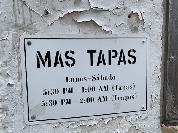 sign for Mas Tapas