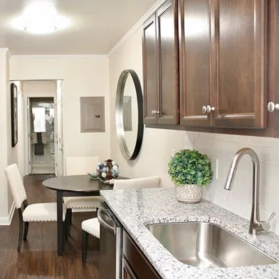 Kitchen & living space in University Heights Apartments
