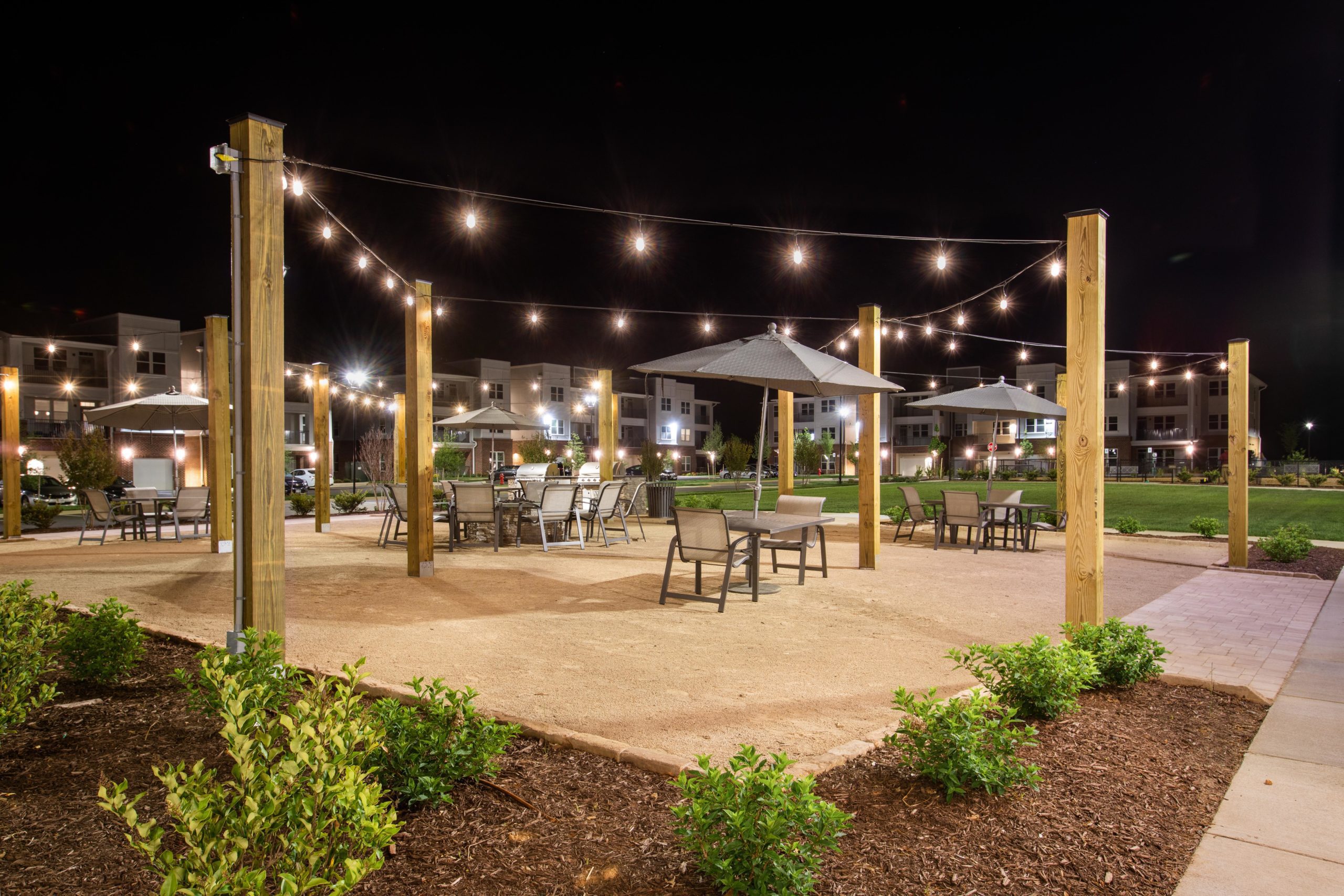 night lights at Archer at Brookhill Apartments