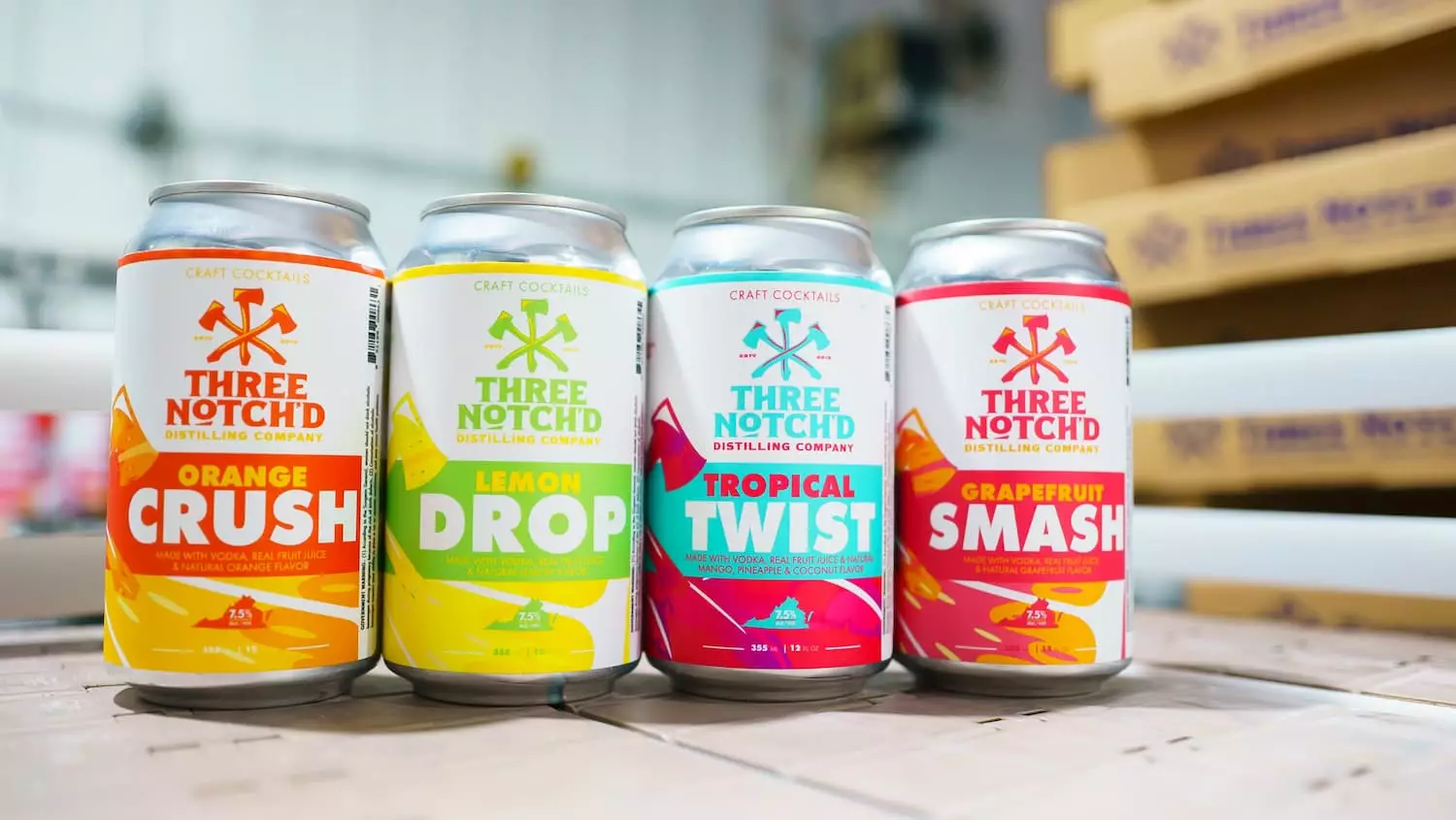 Canned cocktails made by Three Notch'd Brewing