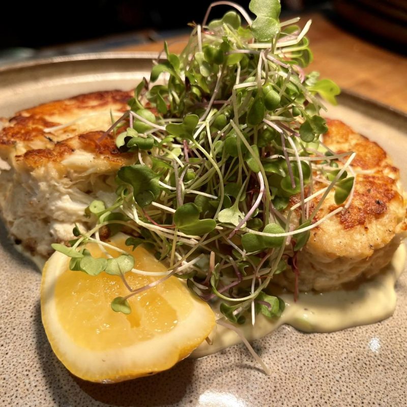 Garnished Crab Cakes from Black Cow Chophouse.